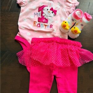 Koala Kids Pink Polka Dot Bodysuit with Hot Pink Trim
